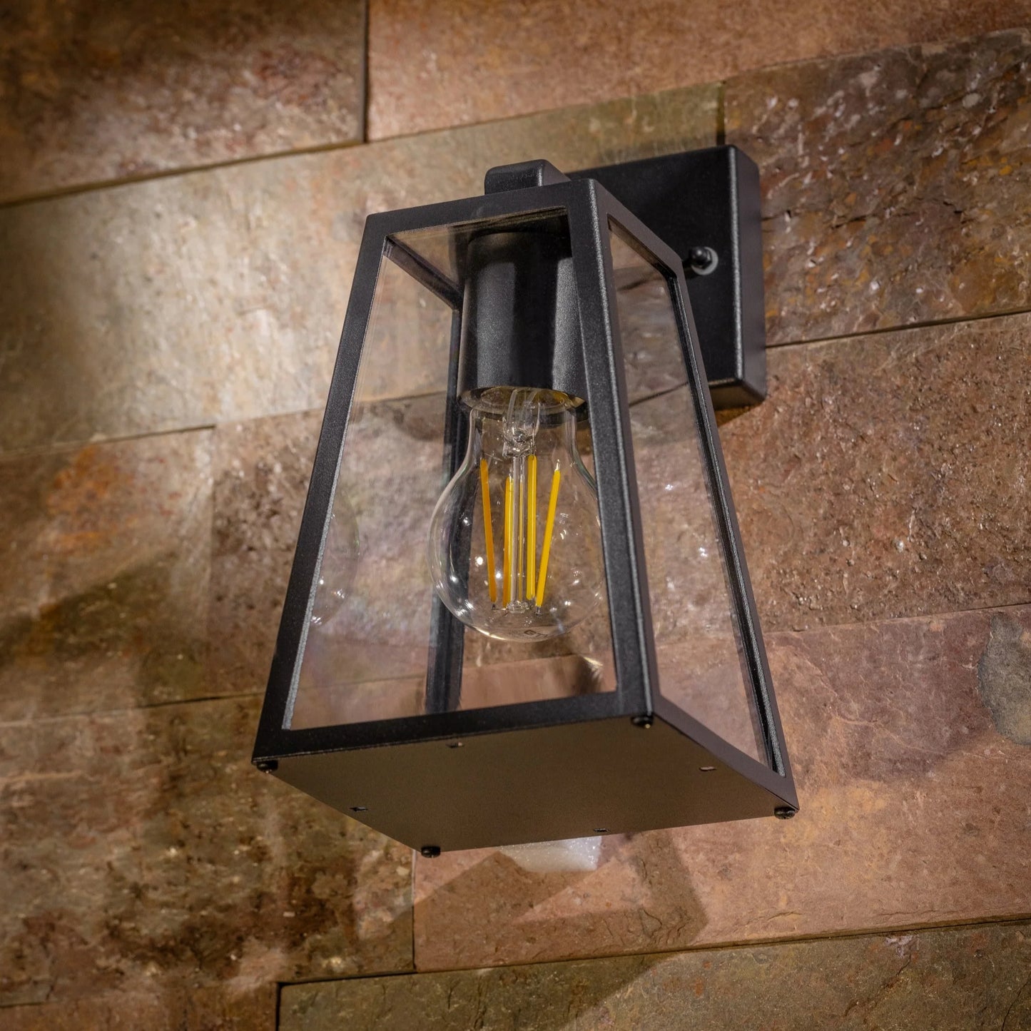CGC CALLIE Black Outdoor Wall Light Triangle Clear Diffuser