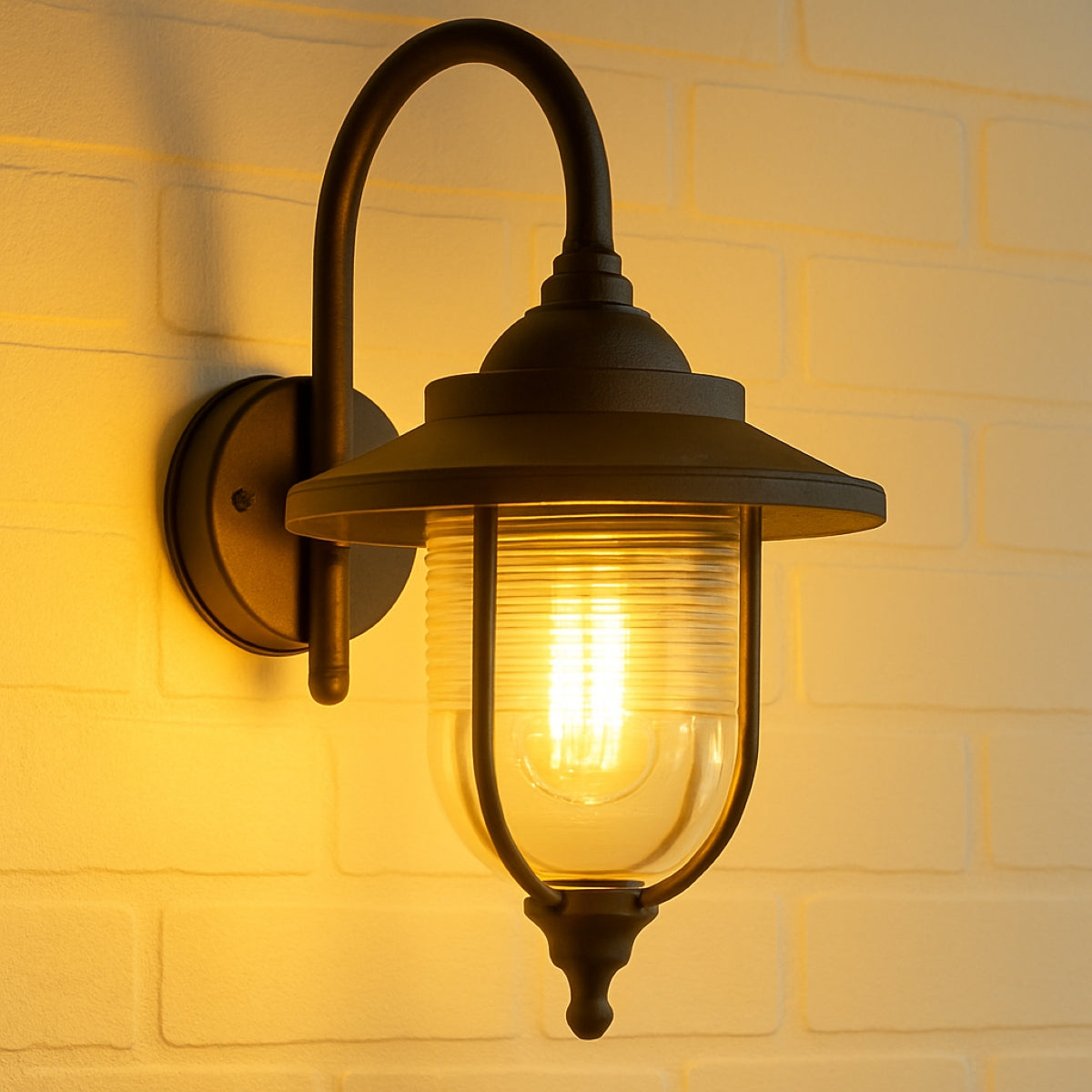 JEMIMA - CGC Black Fisherman Hooked Outdoor Wall Lantern Light