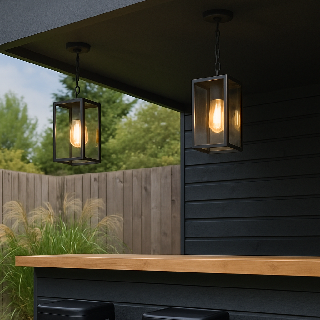 SIENNA - CGC Black Hanging Outdoor Porch Lantern Ceiling Light