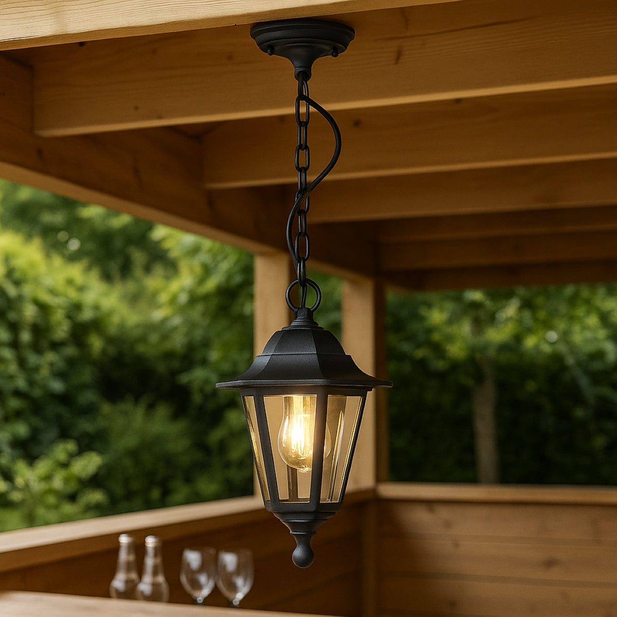 YASMIN - CGC Black Outdoor Traditional Lantern Style Hanging Light