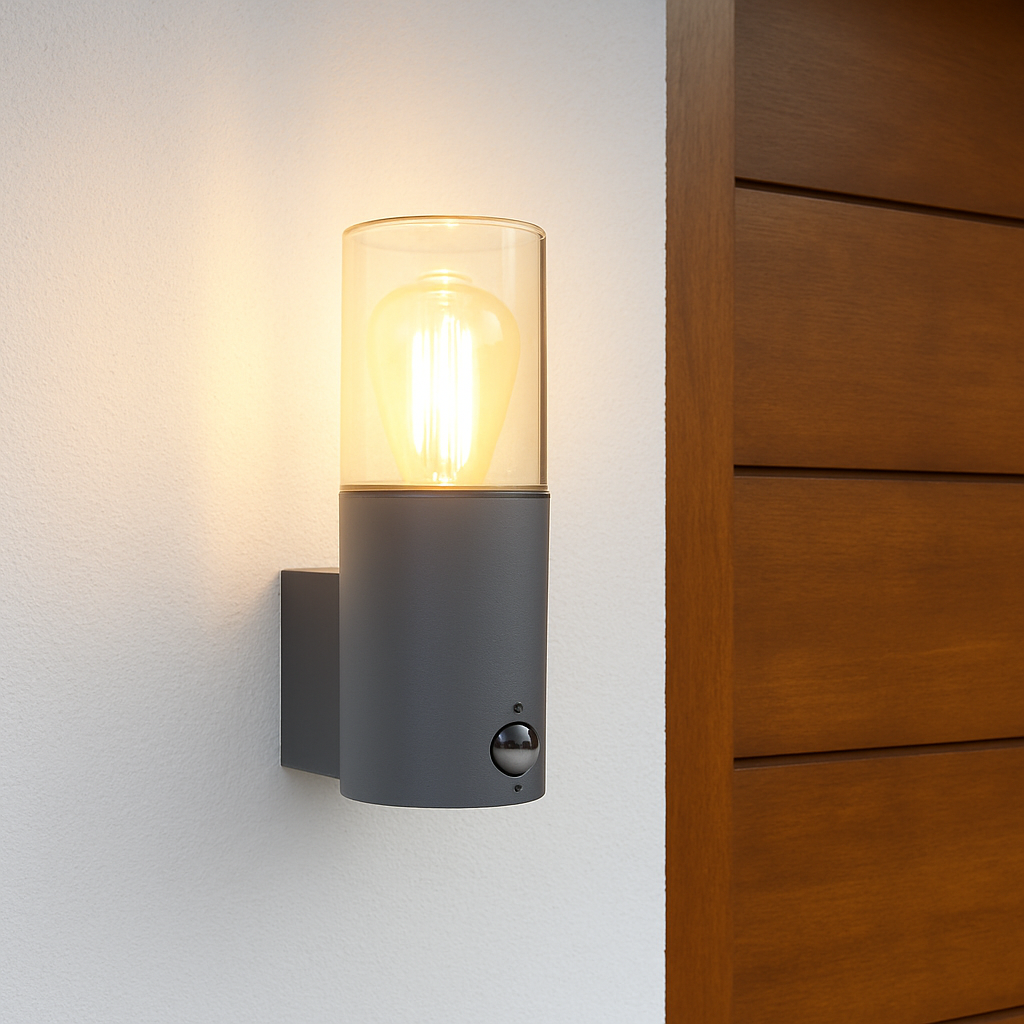 CGC Bluebell Dark Grey Cylinder Wall Light with PIR Motion Sensor