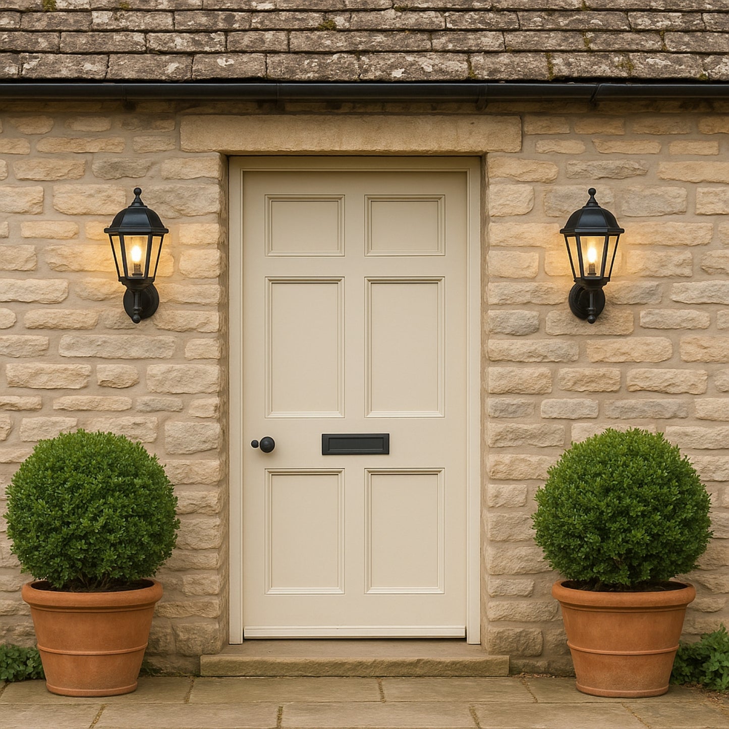 CGC MYRA Large Black Outdoor Wall Lantern Light PIR Motion Sensor with Clear Diffuser IP44 Polycarbonate Coastal
