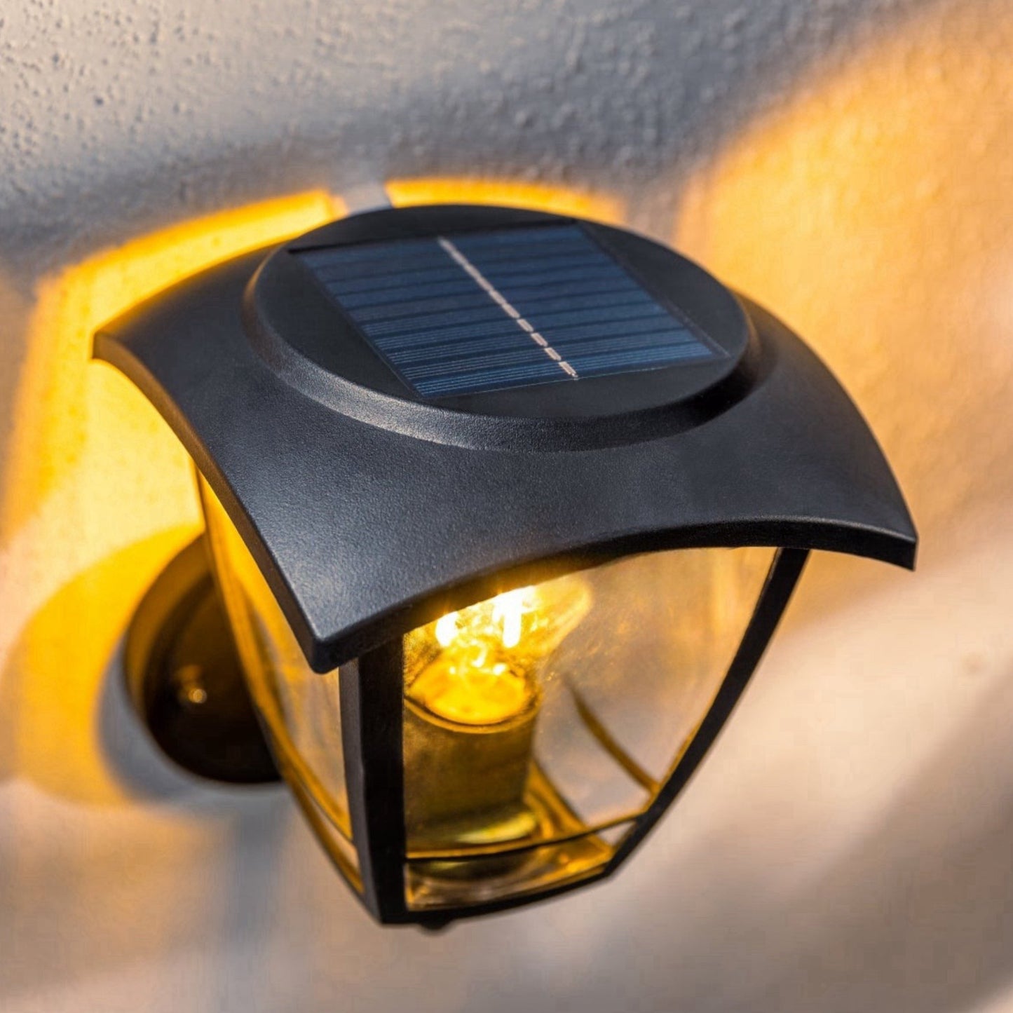 CGC LARA Black Solar Outdoor Wall Lantern PIR Motion Sensor Traditional Filament LED