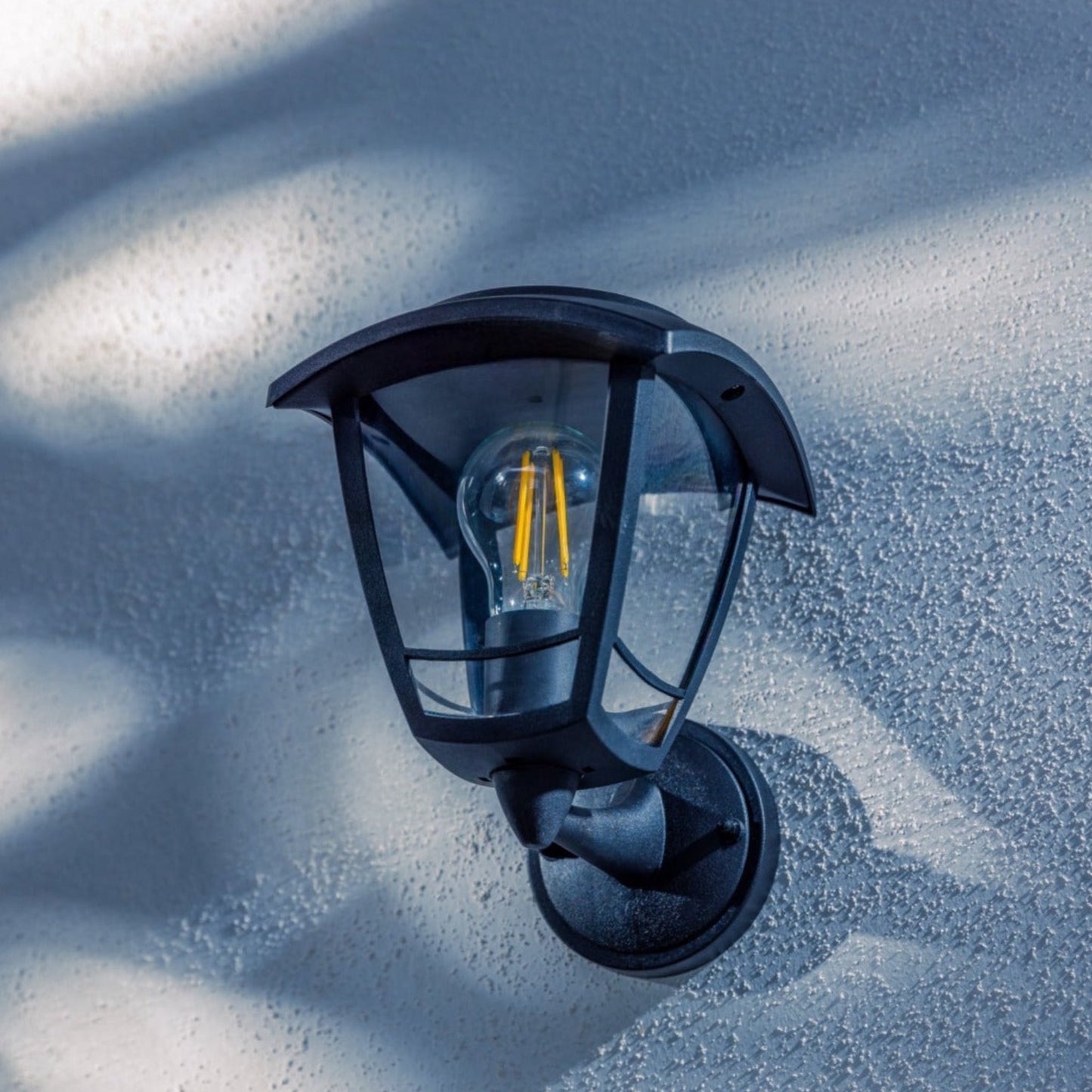 CGC LARA Black Solar Outdoor Wall Lantern PIR Motion Sensor Traditional Filament LED