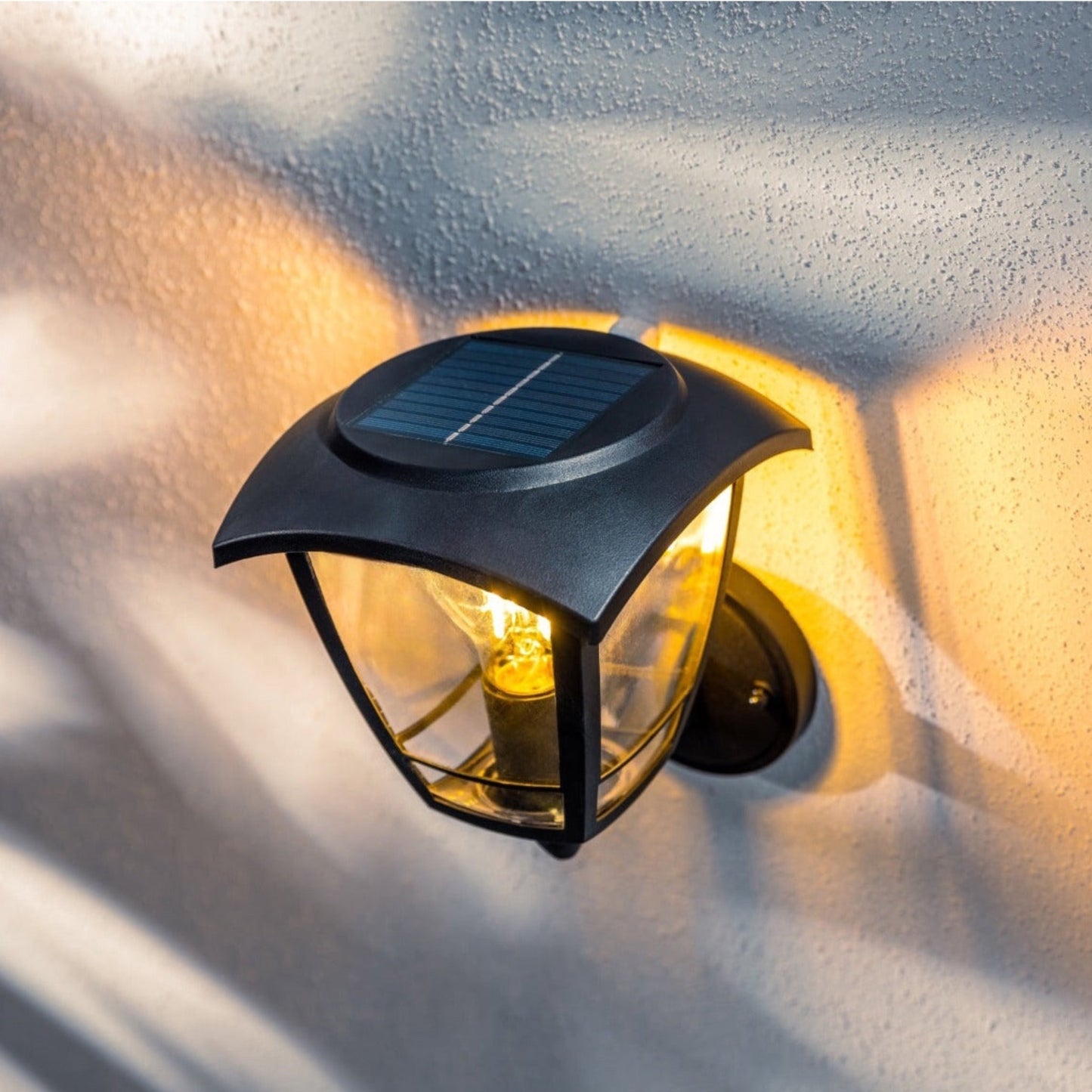 CGC LARA Black Solar Outdoor Wall Lantern PIR Motion Sensor Traditional Filament LED