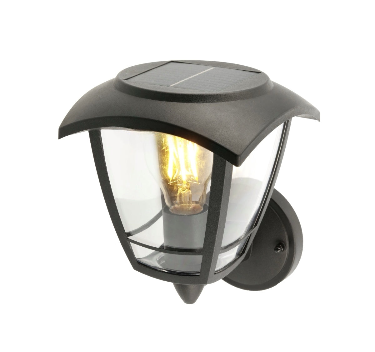 CGC LARA Black Solar Outdoor Wall Lantern PIR Motion Sensor Traditional Filament LED
