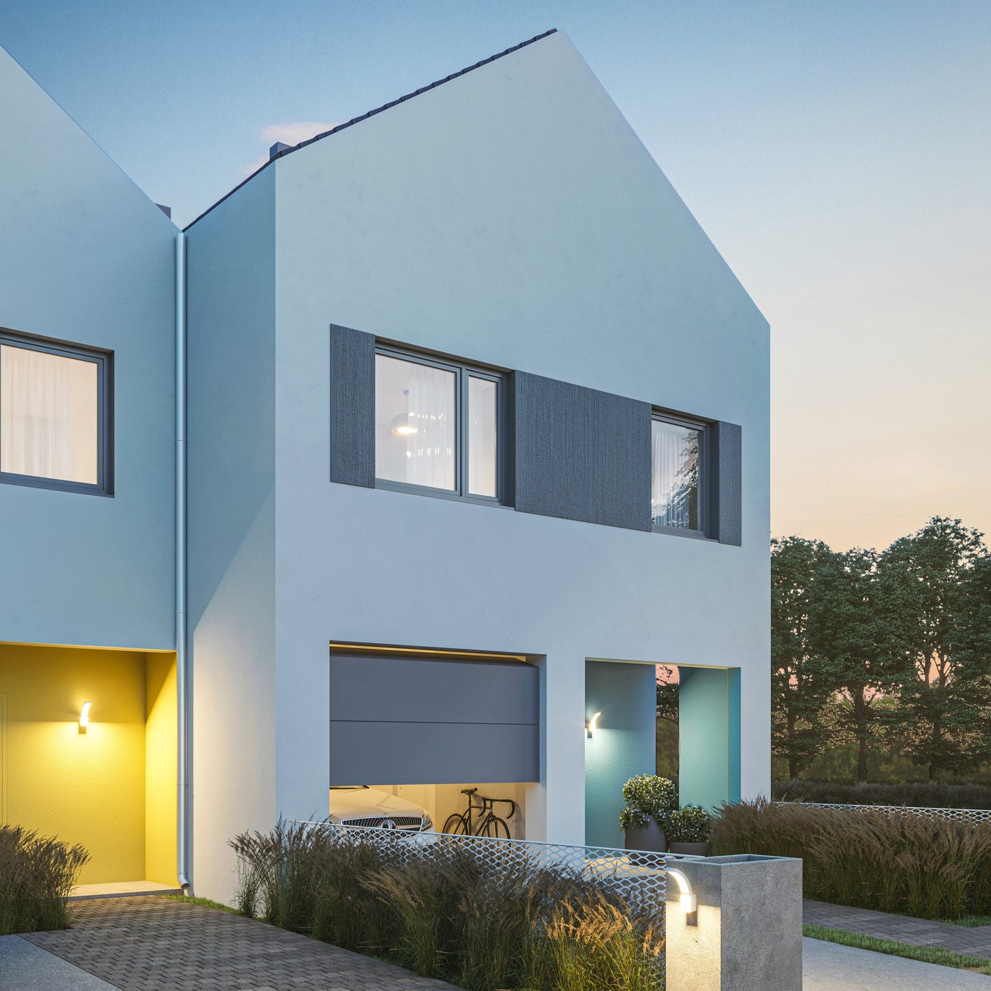 PARIS - CGC Grey LED Curved Outdoor Wall Light