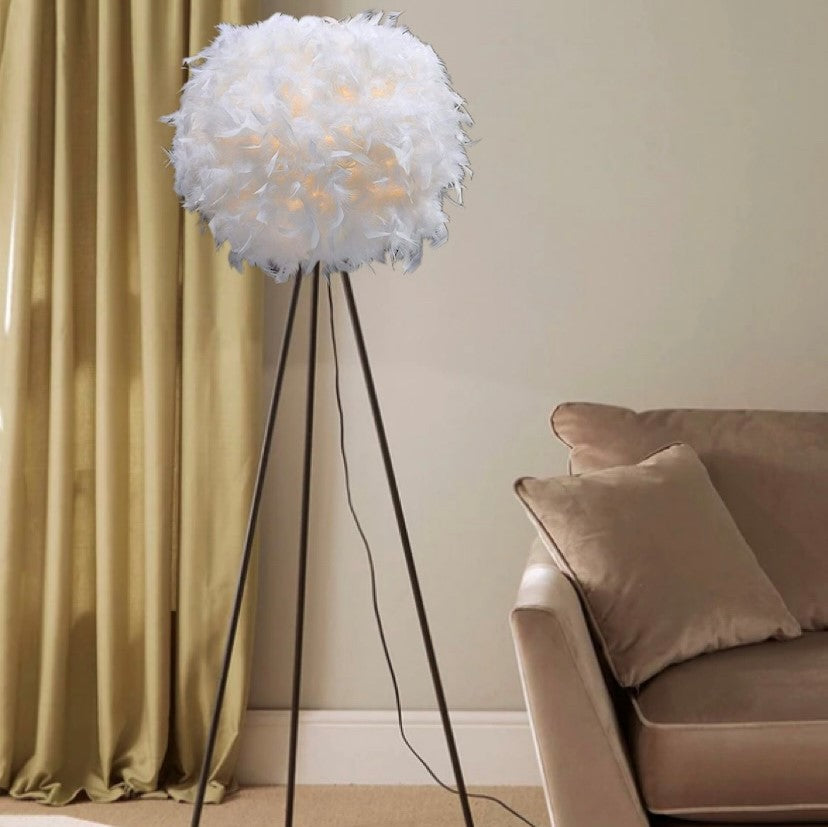 Our Rio easy fit white feather lamp shade is constructed from delicate feathers in a large round shape. This beautiful shade is perfect for adding a touch of fun and elegance to your room. Can be used as either a table lamp shade or a ce