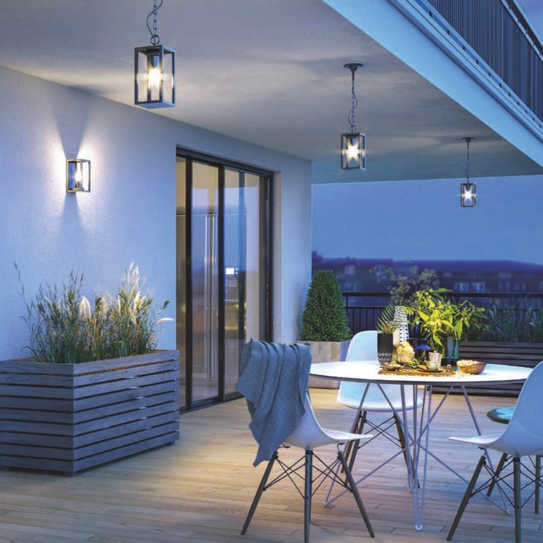 A modern take on a traditional design outdoor wall light perfect for adding style and security The traditional front-door lantern has had a modern make over in the form of our Scarlett Wall Light with its square glass windows a striking matt black finish this is sure to add an statement to any wall