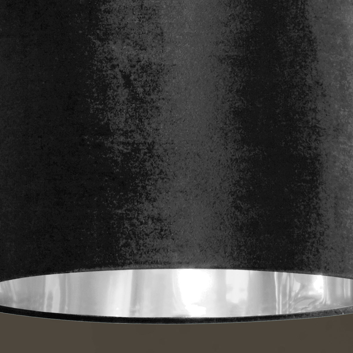 NILA - CGC Luxury Grey Velvet & Silver Inner Round Pendant Drum Lamp Shade