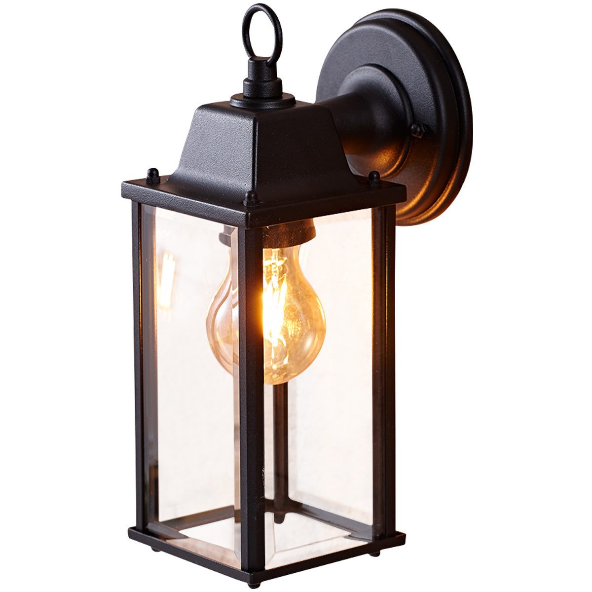 A modern take on a traditional design outdoor wall light perfect for adding style and security The traditional front-door lantern has had a modern make over in the form of our Freya Wall Light with its square glass windows a striking matt black finish this is sure to add a statement to any wall Creates an inviting glow over your garden and home, use an LED bulb to make this fitting energy efficient