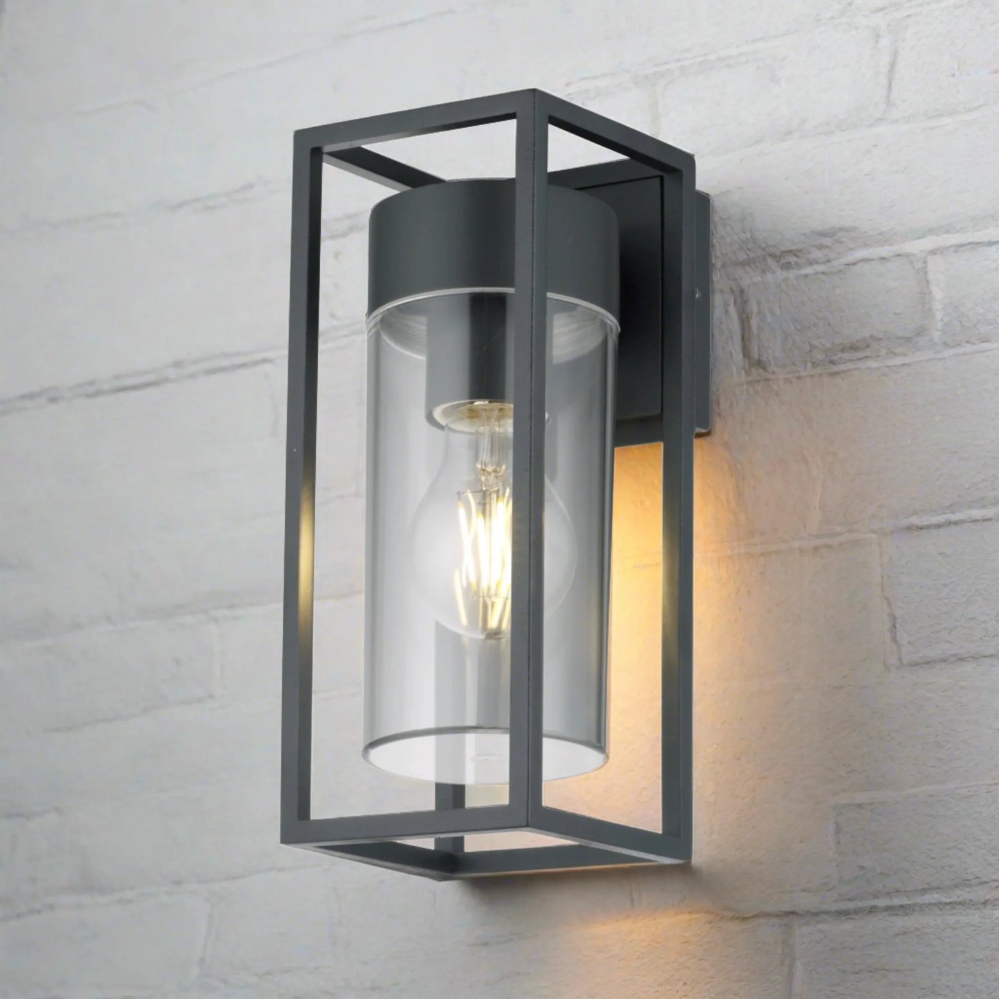 CGC ZOEY Anthracite Dark Grey E27 Outdoor Wall Light Clear Diffuser IP54