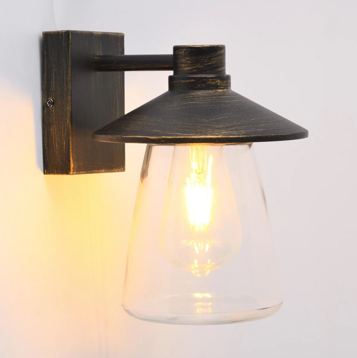 CGC CHESTER Antique Bronze Outdoor Wall Lantern with Bell Shape Clear Glass Diffuser E27 IP54