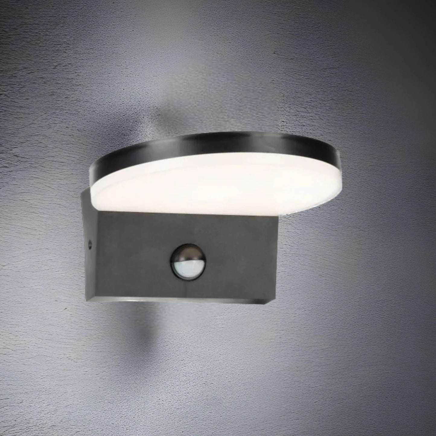 CGC AUBREY Black Curved PIR Motion Sensor LED Outdoor Wall Light 4000k Natural White Integrated LED IP65