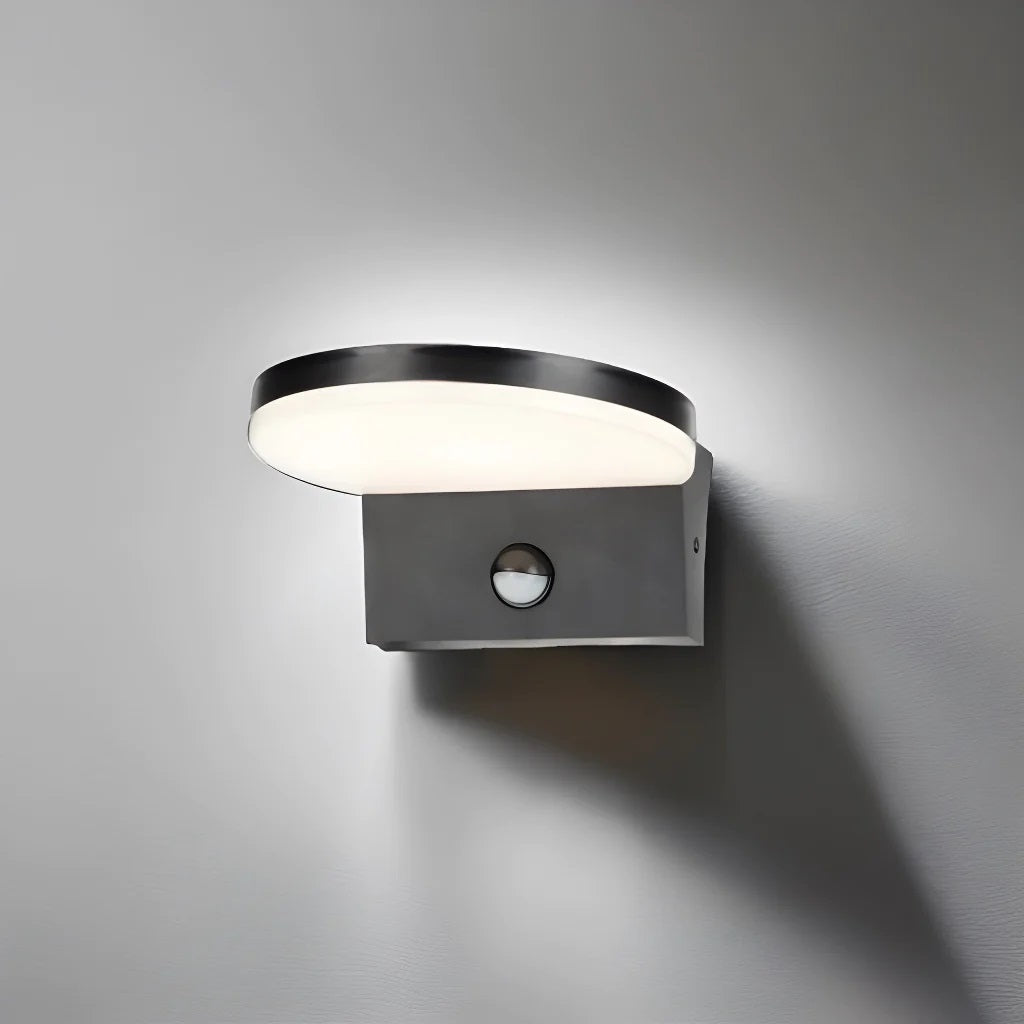 CGC AUBREY Black Curved PIR Motion Sensor LED Outdoor Wall Light 4000k Natural White Integrated LED IP65