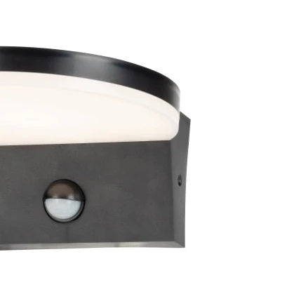 CGC AUBREY Black Curved PIR Motion Sensor LED Outdoor Wall Light 4000k Natural White Integrated LED IP65