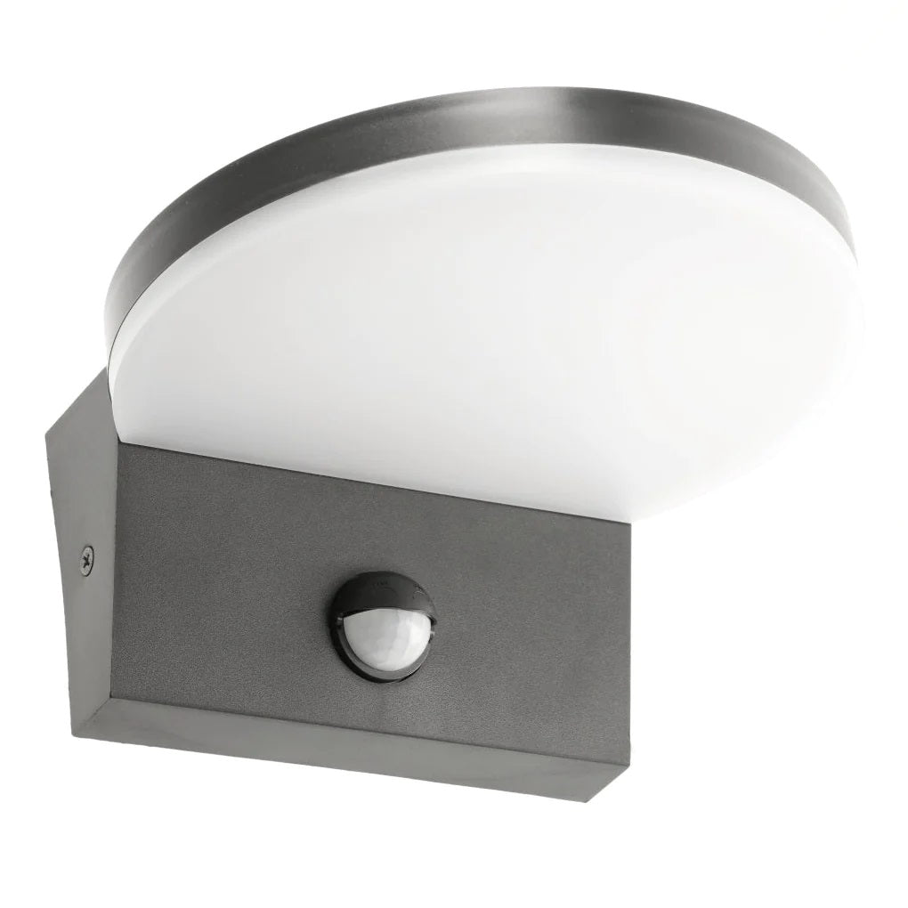 CGC AUBREY Black Curved PIR Motion Sensor LED Outdoor Wall Light 4000k Natural White Integrated LED IP65