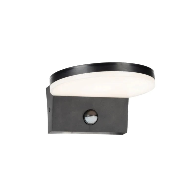 CGC AUBREY Black Curved PIR Motion Sensor LED Outdoor Wall Light 4000k Natural White Integrated LED IP65