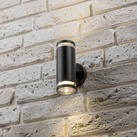 JENNIFER - CGC Black Outdoor Up and Down Cylinder Wall Light