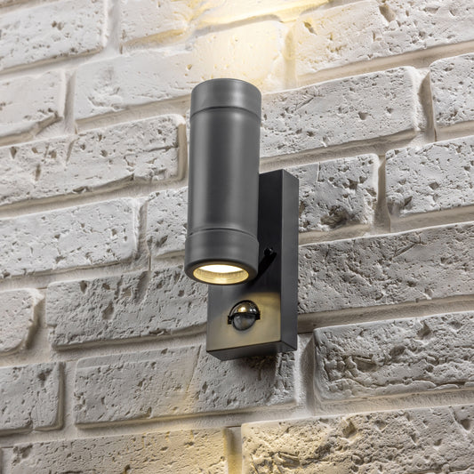 VALENTINE - CGC Dark Grey Outdoor Double Wall Light With Motion Sensor