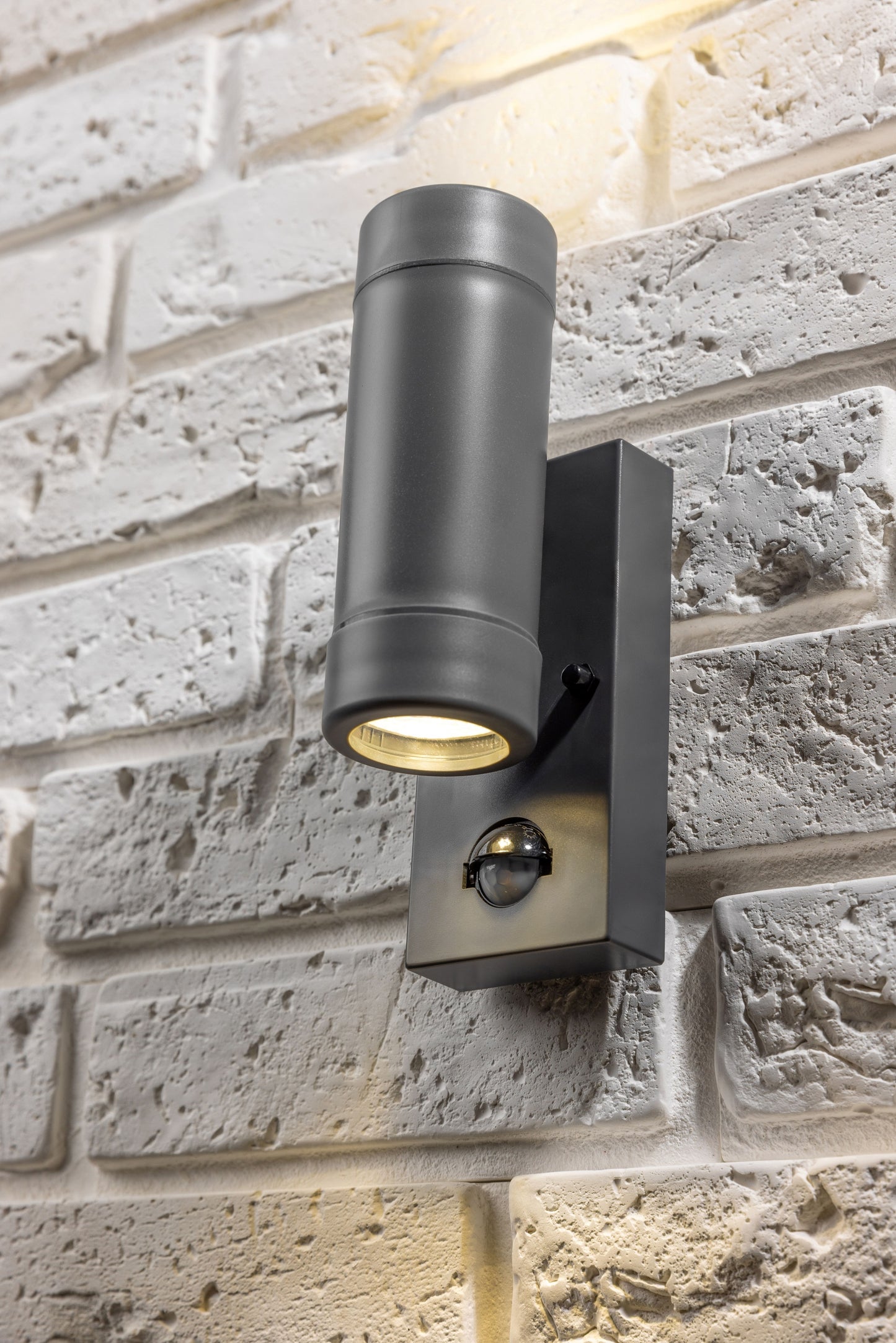 VALENTINE - CGC Dark Grey Outdoor Double Wall Light With Motion Sensor