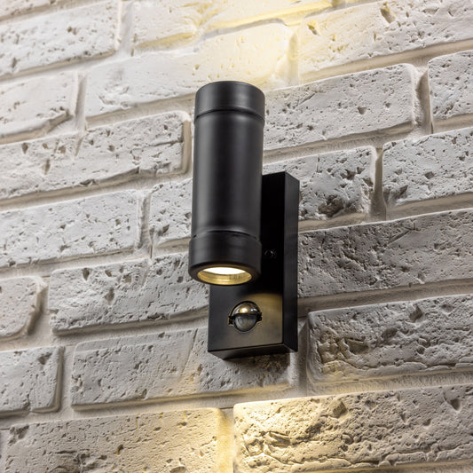 VALENTINE - CGC Black Outdoor Double Wall Light With Motion Sensor