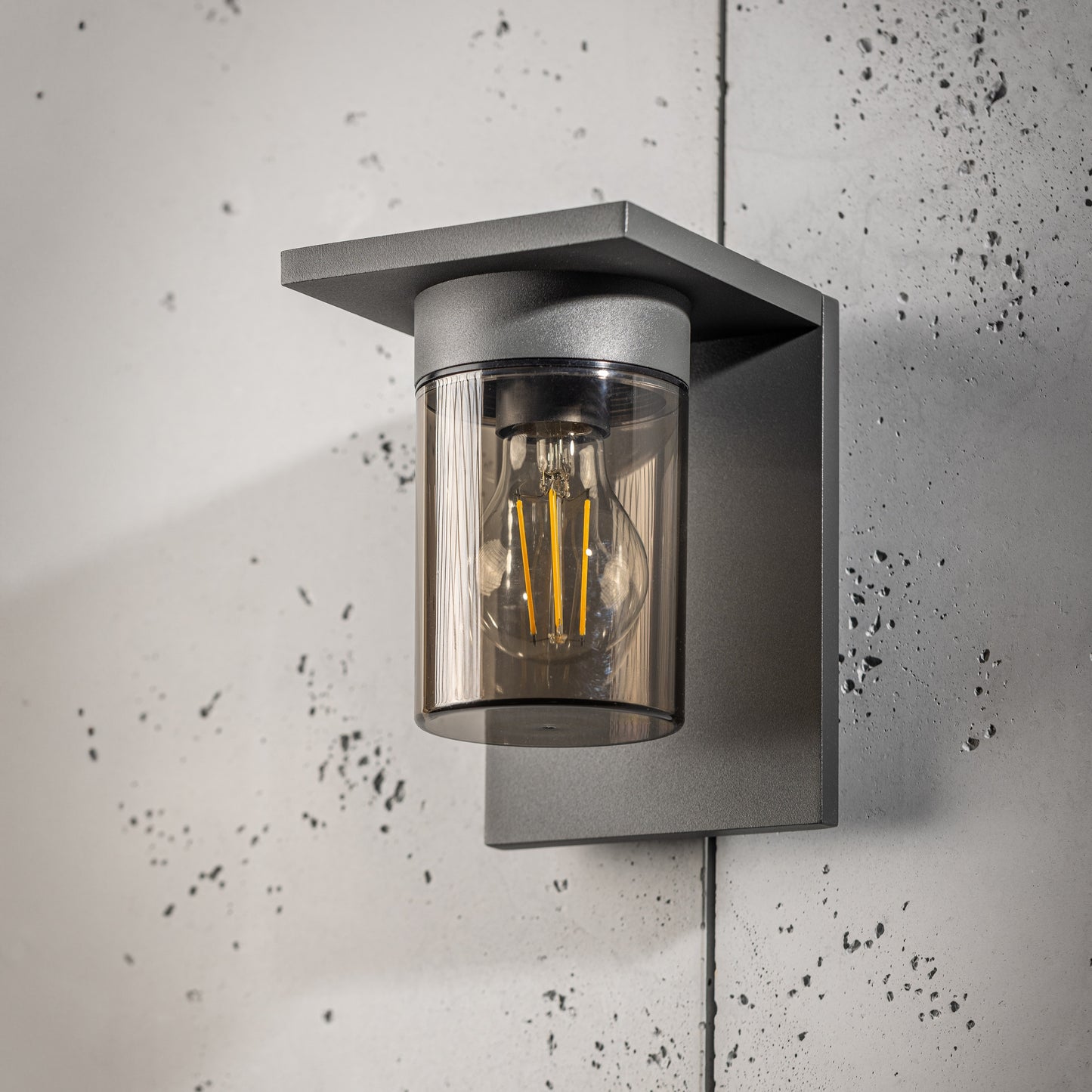 CGC AVERY Anthracite Grey E27 Outdoor Wall Light Lantern Smoked Diffuser IP54