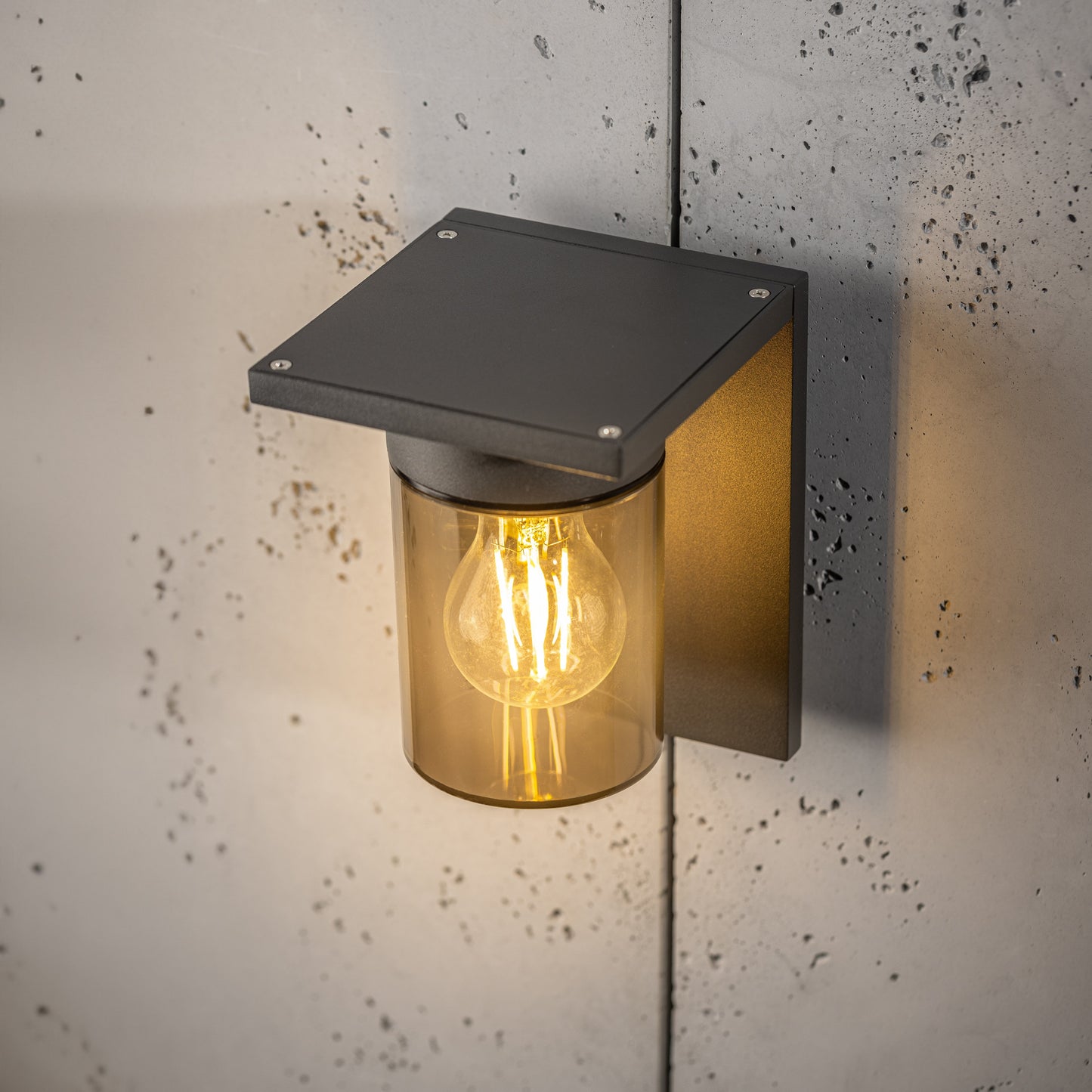 CGC AVERY Anthracite Grey E27 Outdoor Wall Light Lantern Smoked Diffuser IP54