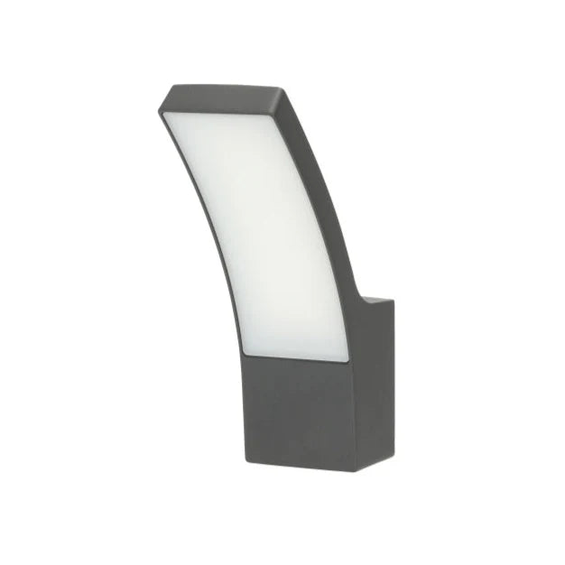 CGC MILLIE Anthracite Dark Grey Curved LED Wall Light Diecast Aluminium Opal Diffuser 4000k IP54