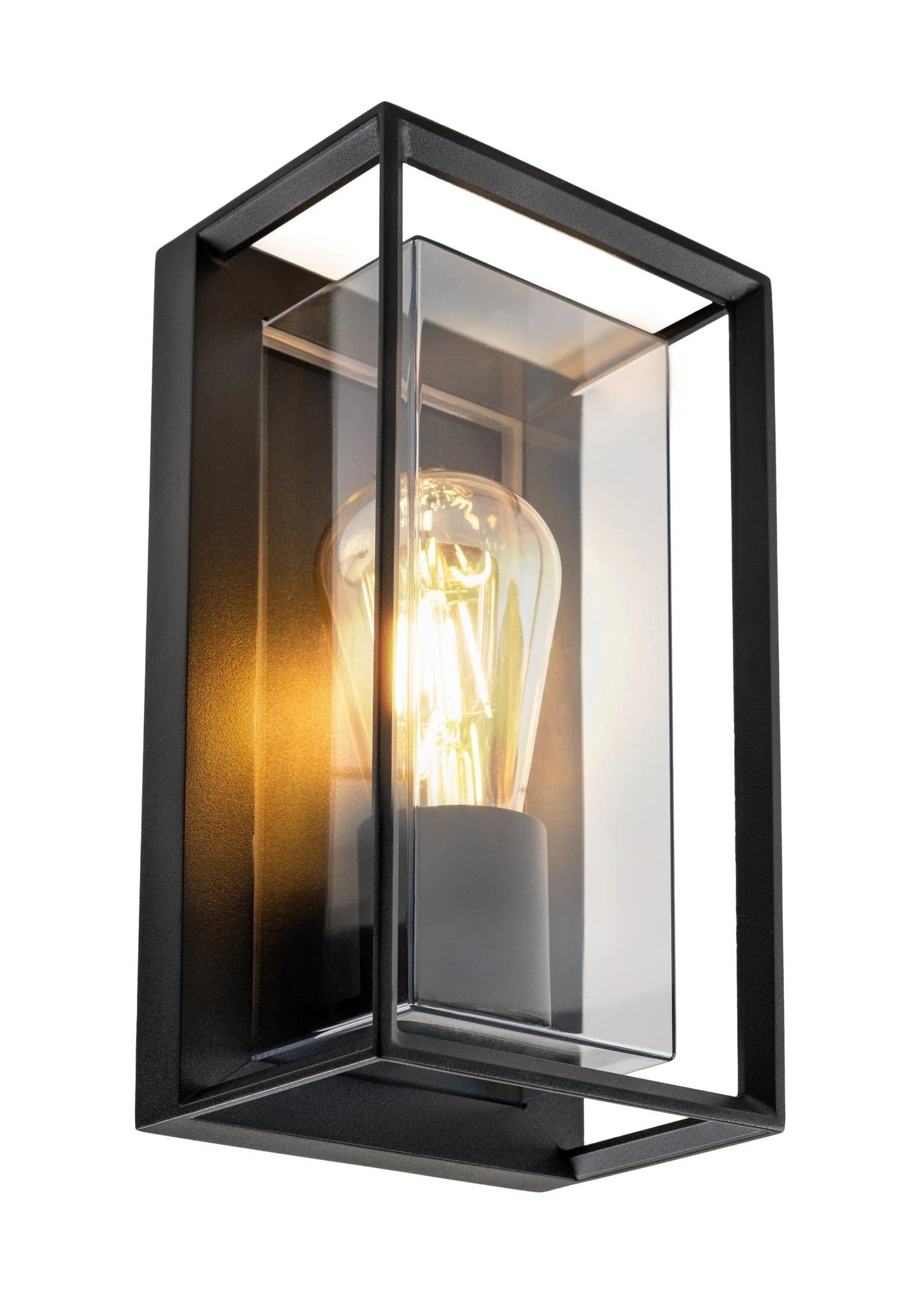 CGC FLORIANA Black Outdoor Wall Light Clear Diffuser E27 Standard Screw IP54