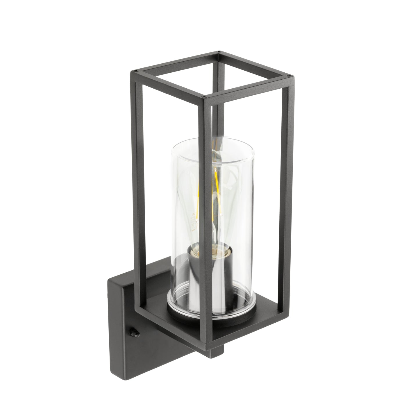 CGC CHLOE Up Black E27 Outdoor Wall Light Lantern Clear Diffuser IP54 Down