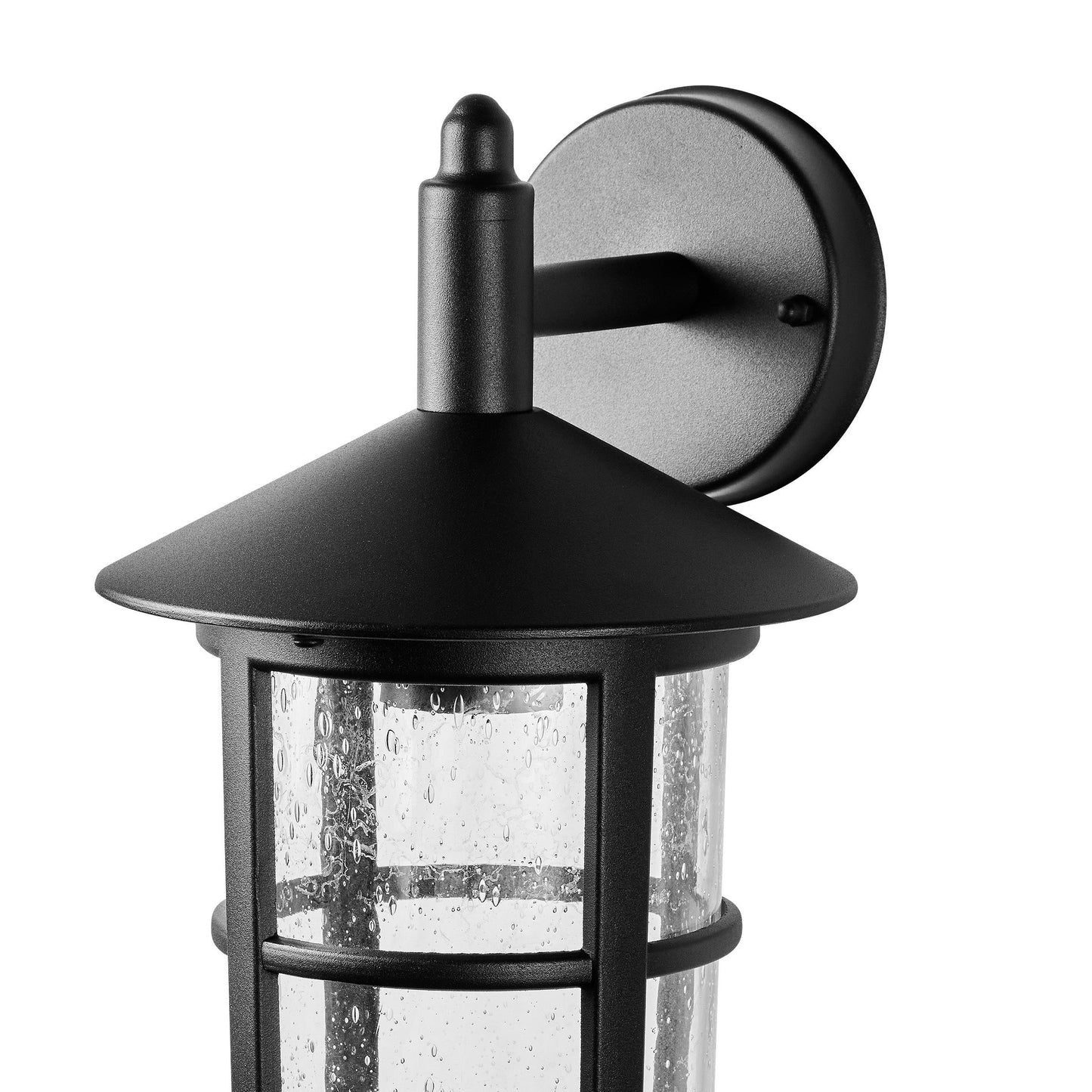 CGC OLIVIA Large Black Traditional Outdoor Wall Lantern Clear Glass Diffuser