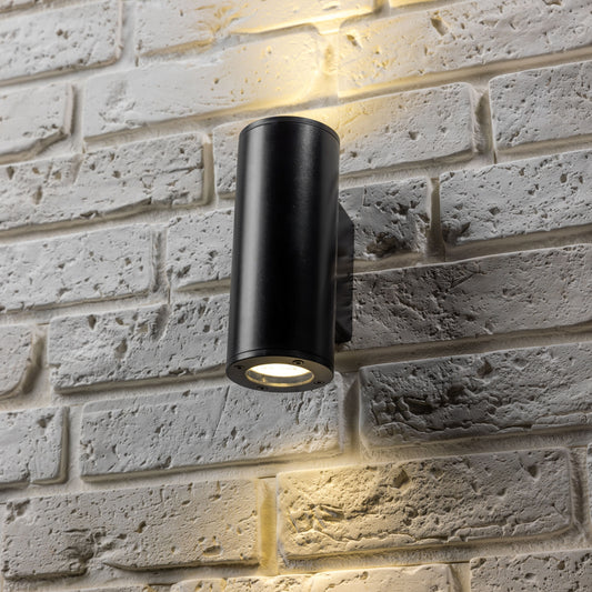 SHERRI - CGC Black Cylinder Outdoor Up and Down Wall Light