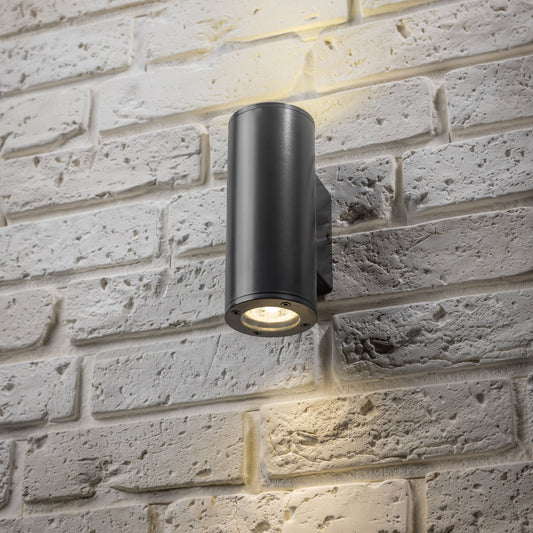 SHERRI - CGC Dark Grey Cylinder Up and Down Outdoor Wall Light