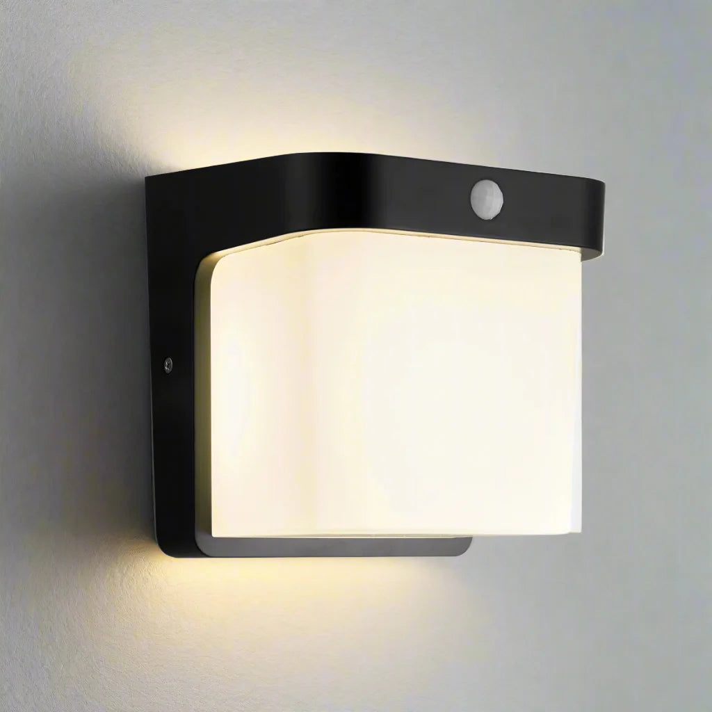 CGC RHEA Black Cube PIR Motion Sensor LED Outdoor Wall Light 4000k Natural White Integrated LED IP65