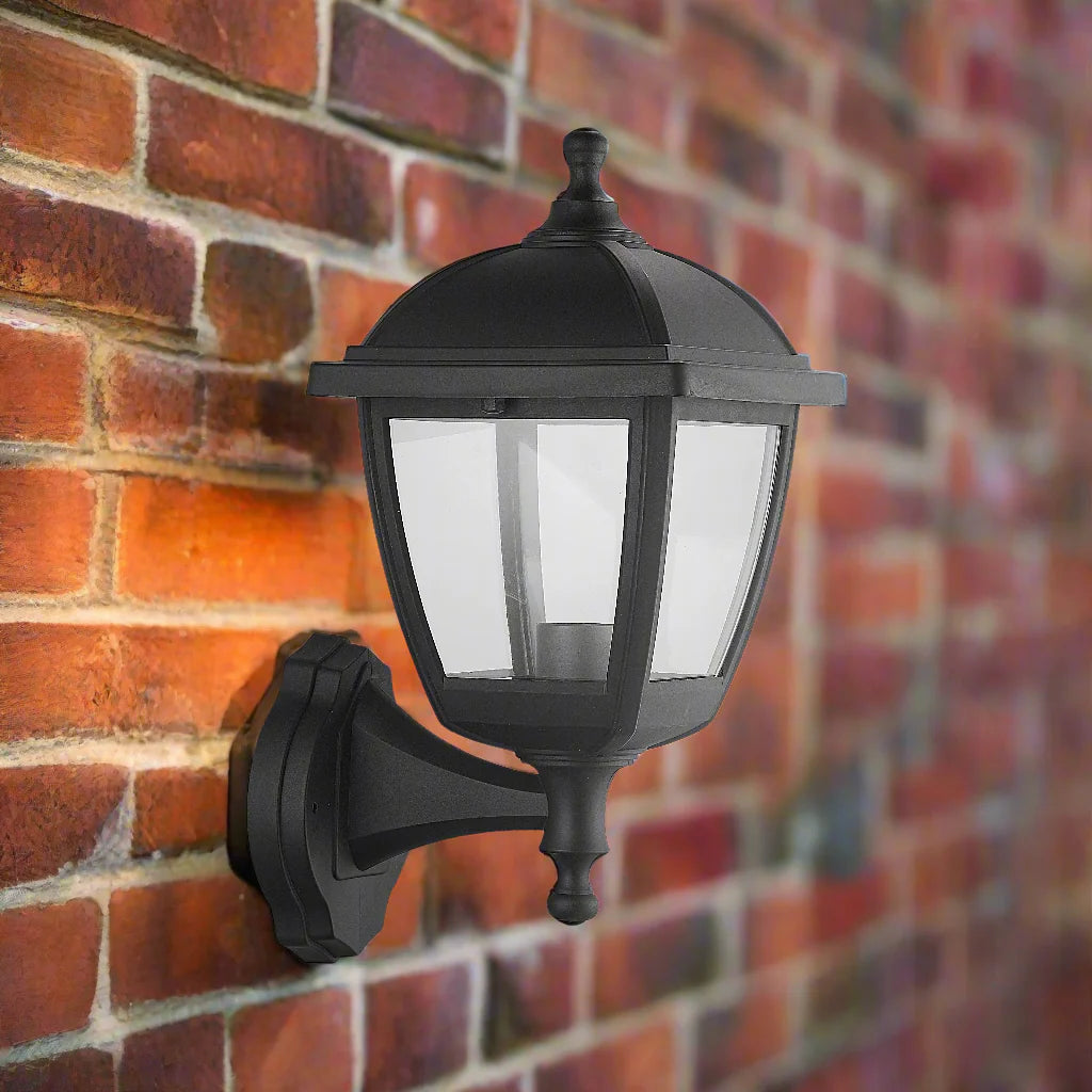 CGC MYRA Large Black Outdoor Wall Lantern Light with Clear Diffuser IP44 Polycarbonate Coastal