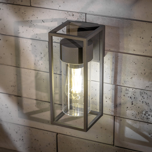 CGC ZOEY Anthracite Dark Grey E27 Outdoor Wall Light Clear Diffuser IP54