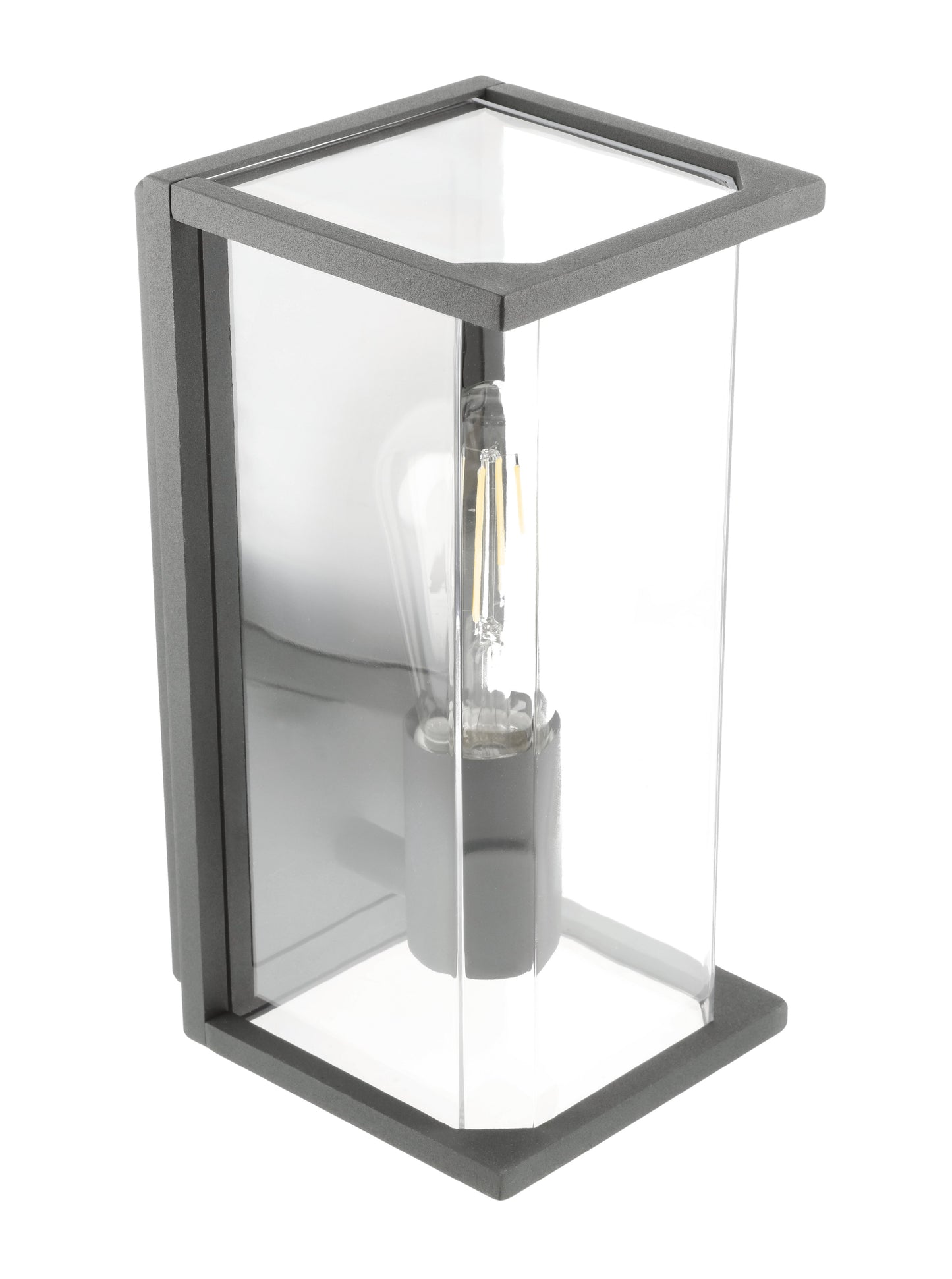 CGC ADRIANA Anthracite Grey E27 Outdoor Wall Light Lantern Clear Diffuser IP54