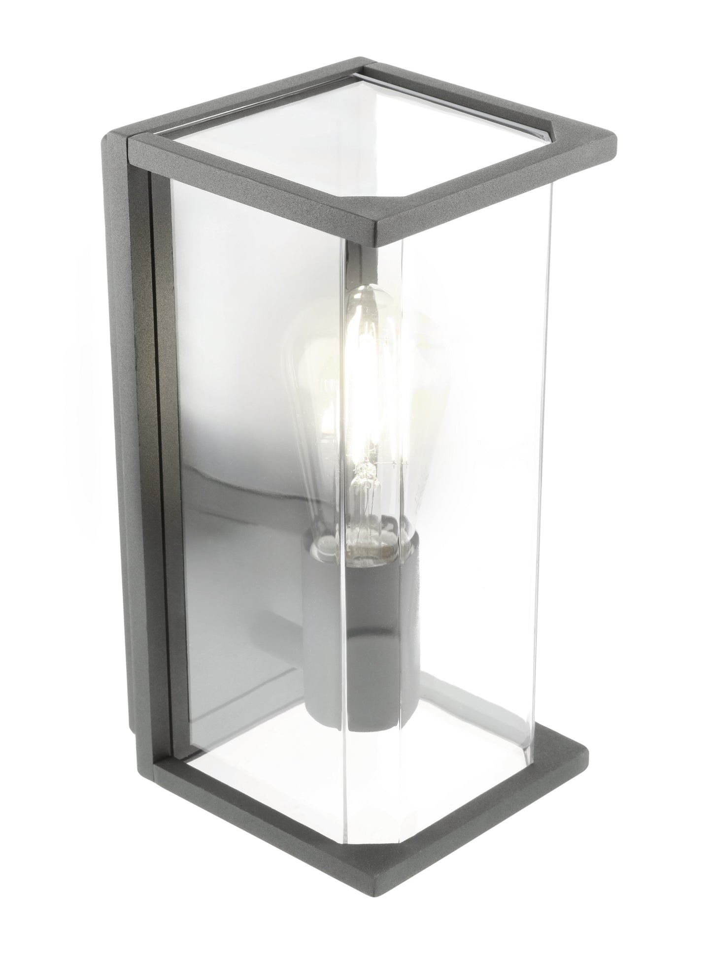 CGC ADRIANA Anthracite Grey E27 Outdoor Wall Light Lantern Clear Diffuser IP54