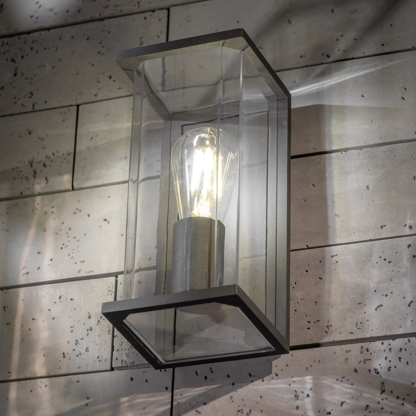 CGC ADRIANA Anthracite Grey E27 Outdoor Wall Light Lantern Clear Diffuser IP54