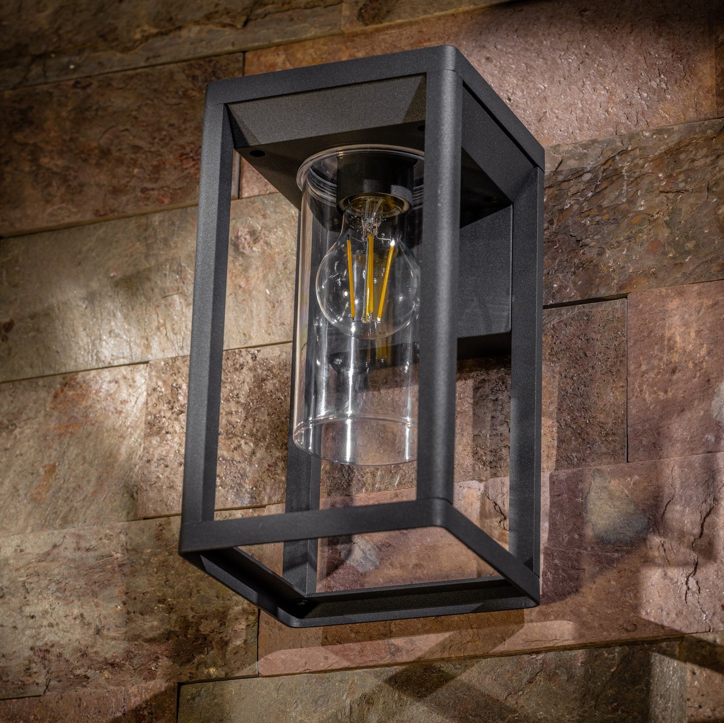 CGC MADDISON Anthracite Grey E27 Outdoor Wall Light Lantern Clear Diffuser IP54