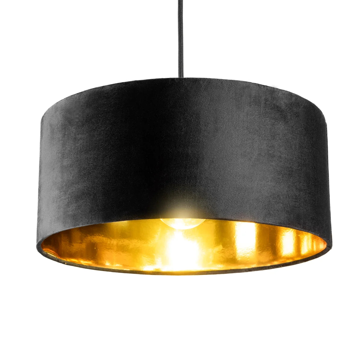 MILANO - CGC Black & Gold Large Oversized Velvet Fabric Lamp Shade