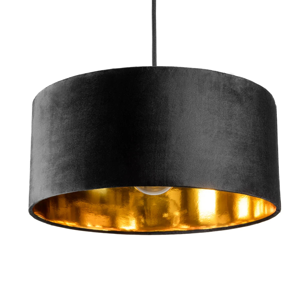 MILANO - CGC Black & Gold Large Oversized Velvet Fabric Lamp Shade