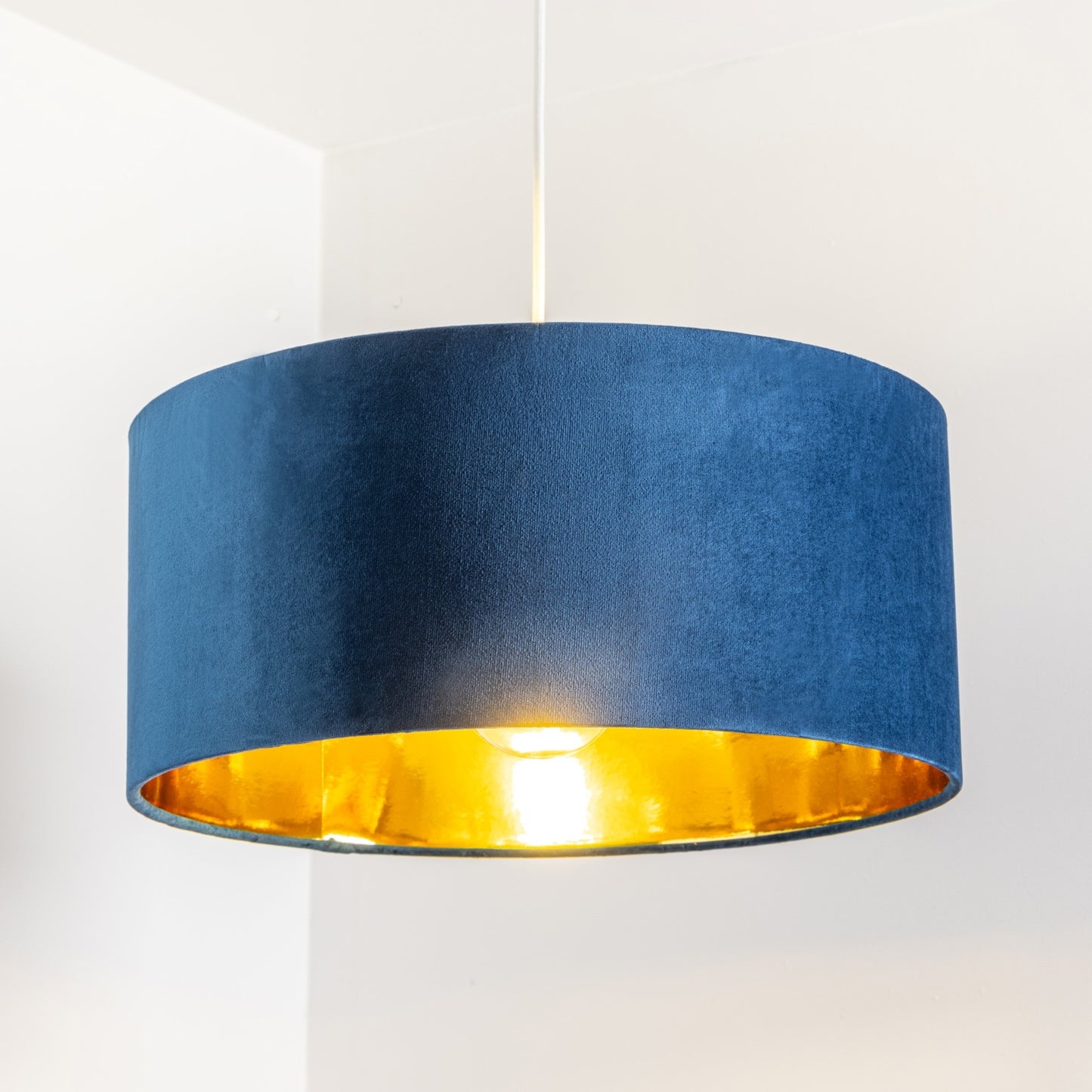 MILANO - CGC Navy Blue & Gold Oversized Large Velvet Fabric Lamp Shade