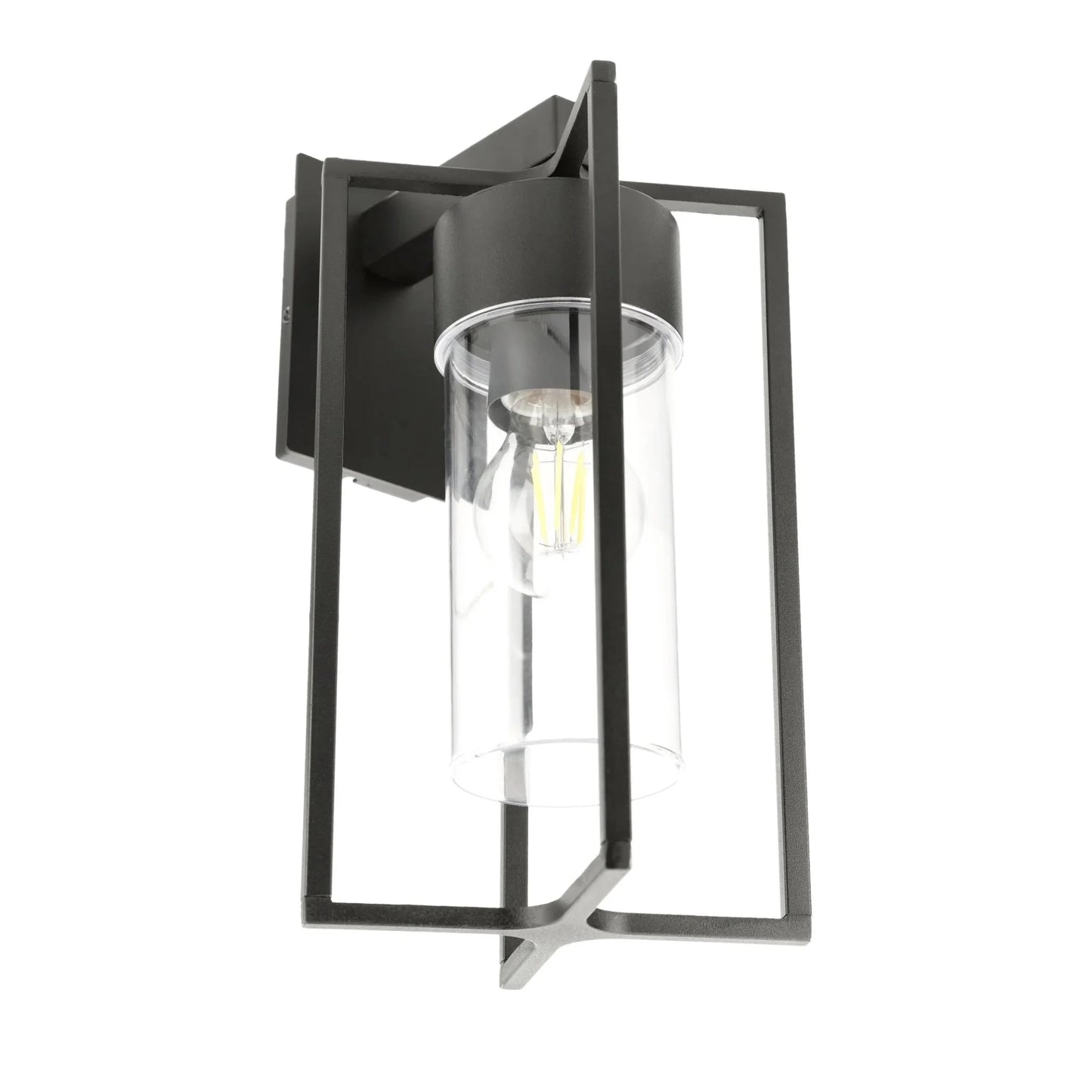 CGC CHARLIE Black E27 Outdoor Wall Light Lantern Clear Diffuser IP54