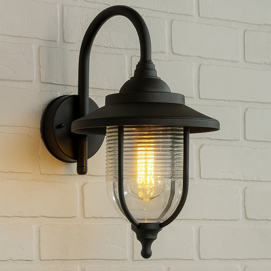 JEMIMA - CGC Black Fisherman Hooked Outdoor Wall Lantern Light