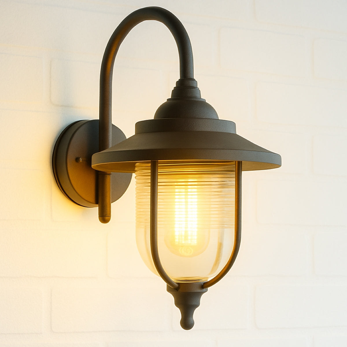 JEMIMA - CGC Black Fisherman Hooked Outdoor Wall Lantern Light