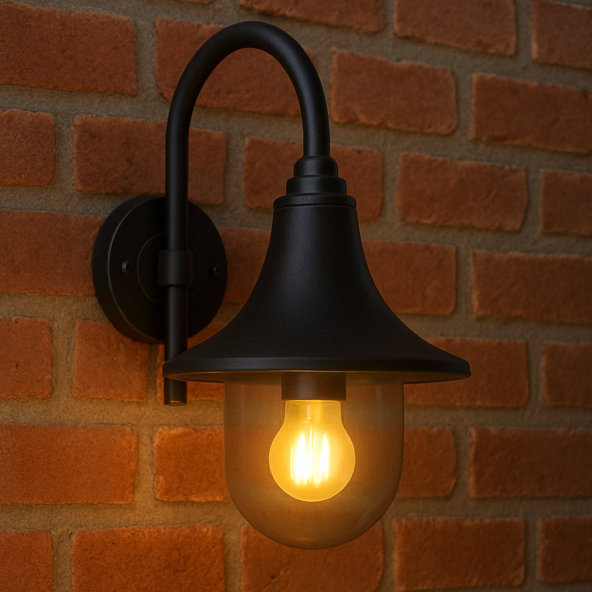 DINAH - CGC Black Traditional Curved Hooked Outdoor Wall Lantern