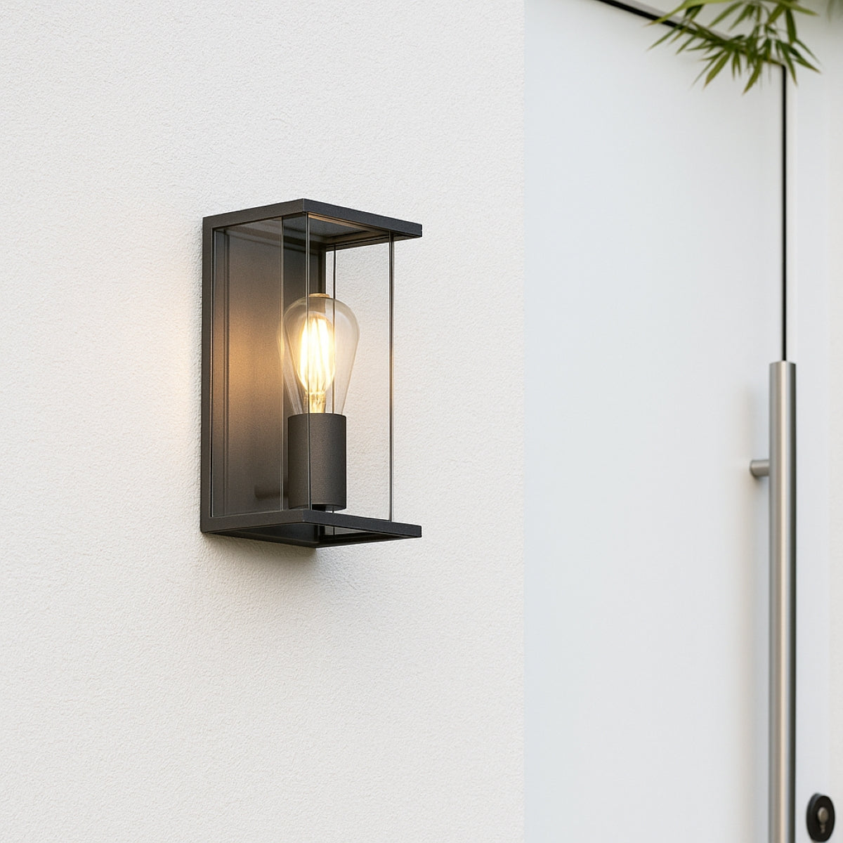 CGC ADRIANA Anthracite Grey E27 Outdoor Wall Light Lantern Clear Diffuser IP54