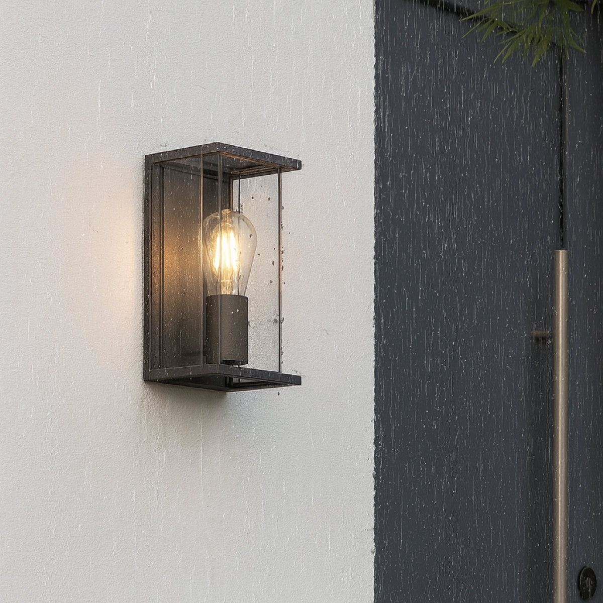 CGC ADRIANA Anthracite Grey E27 Outdoor Wall Light Lantern Clear Diffuser IP54